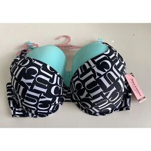 Juicy Couture Sleek & Smooth 2 Pack Bra JC3819 Lined Sz 40D Black Teal NEW